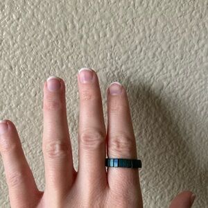 Unique Handmade Iridescent Blue and Green Tila Bead Ring